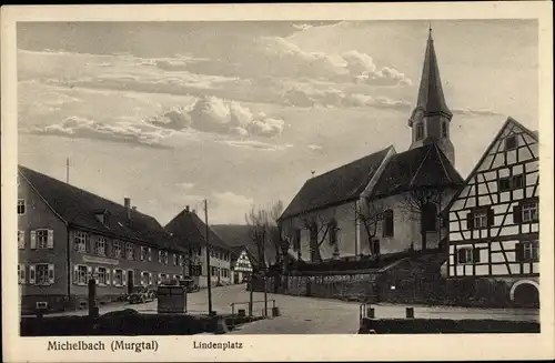 Ak Michelbach Gaggenau im Murgtal, Lindenplatz, Kirche