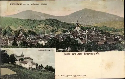 Ak Gernsbach im Schwarzwald, Schloss Eberstein, Gesamtansicht