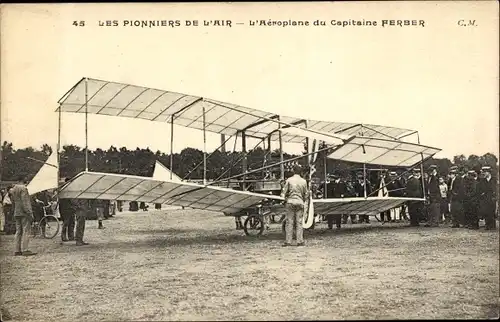 Ak Les Pionniers de l'Air, l'Aeroplane du Capitaine Ferber, Doppeldecker