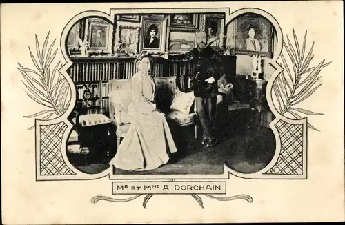 Passepartout Ak Auguste Dorchain, Schriftsteller mit Ehefrau, Les Annales Politiques et Litteraires