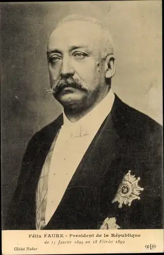 Ak Französischer Politiker Felix Faure, Portrait