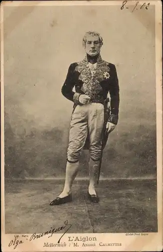 Ak Schauspieler Andre Calmettes, Portrait als Metternich, L'Aiglon