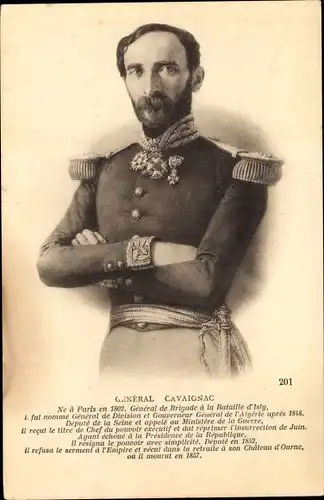 Ak General Cavaignac, Portrait, Bataille d'Isly