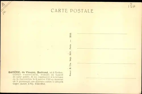 Ak Bertrand Barère de Vieuzac, Revolutionär und Politiker, Portrait
