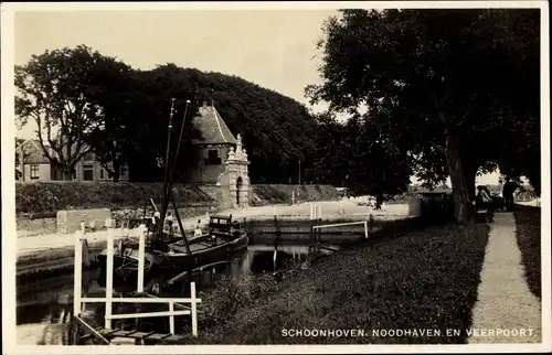 Ak Schoonhoven Südholland Niederlande, Noodhaven en Veerpoort