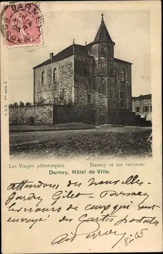 Ak Darney Vosges, Hotel de Ville, Rathaus, Außenansicht