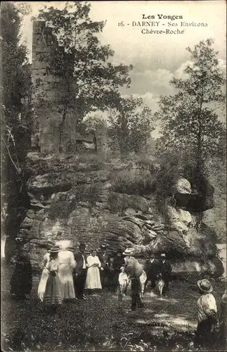Ak Darney Vosges, Chevre-Roche, Felsen, Ruine