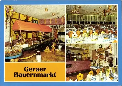 Ak Gera in Thüringen, Geraer Bauernmarkt in der HO-Gaststätte Terrassencafé Osterstein