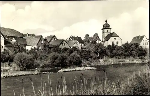 Ak Dorndorf an der Werra Rhön Thüringen, Teilansicht, Fluss, Kirchturm