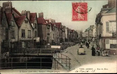 Ak Amiens Somme, Rue du Don, Häuser am Kanal, Brücken, Stege, Straßenszene