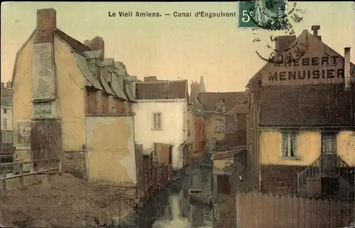 Ak Amiens Somme, Canal d'Engoulvent, A. Herbert Menuisier, Häuser am Kanal, Boot