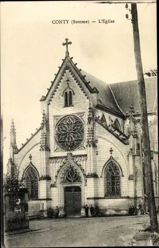 Ak Conty Somme, L'Eglise, Kirche, Außenansicht