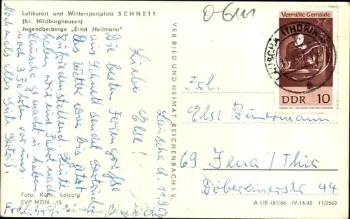 Ak Schnett Masserberg, Jugendherberge Ernst Heilmann, Frau