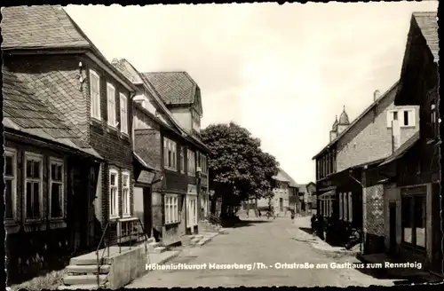 Ak Masserberg im Thüringer Schiefergebirge, Ortsstraße am Gasthaus zum Rennsteig