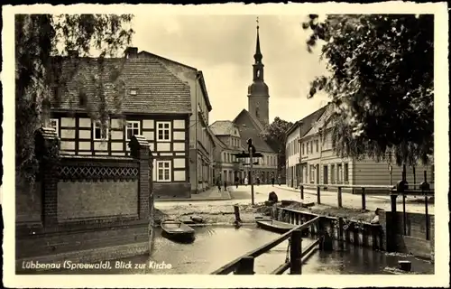 Ak Lübbenau im Spreewald, Blick zur Kirche