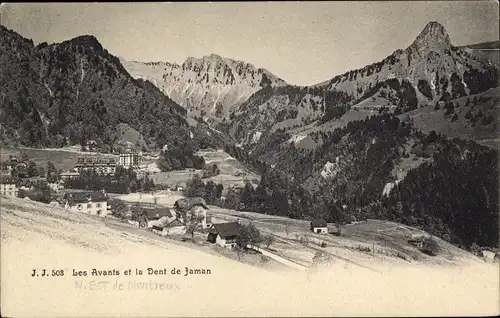 Ak Les Avants Montreux Kanton Waadt, Gesamtansicht, la Dent de Jaman