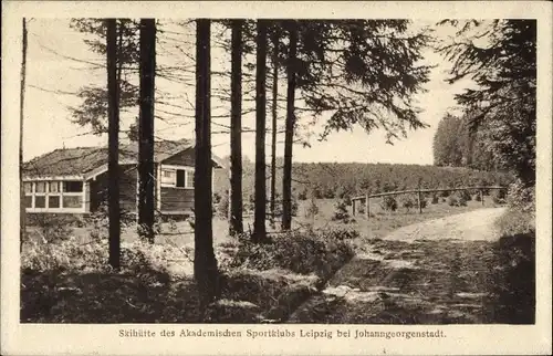 Ak Johanngeorgenstadt im Erzgebirge, Skihütte des Akademischen Sportklubs Leipzig