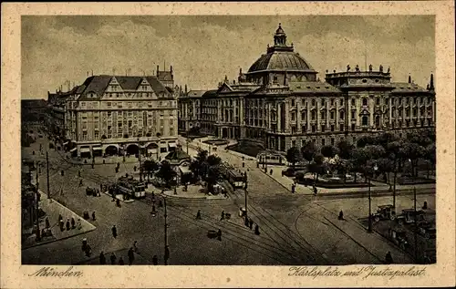 Ak München Bayern, Karlsplatz mit Justizpalast