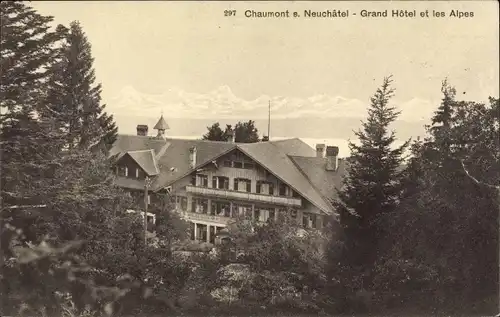 Ak Neuchatel Neuenburg Kanton Neuenburg, Hausberg Chaumont, Grand Hotel et les Alpes