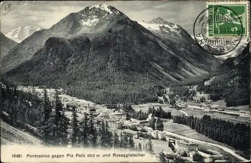 Ak Pontresina Kanton Graubünden Schweiz, Piz Palü, Roseggletscher, Panorama
