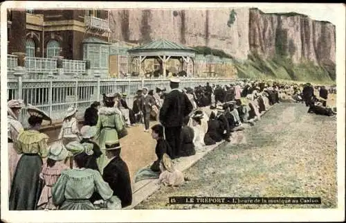 Ak Le Tréport Seine Maritime, L'heure de la musique au Casino