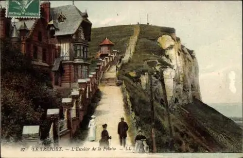 Ak Le Tréport Seine Maritime, L'Escalier de la Falaise