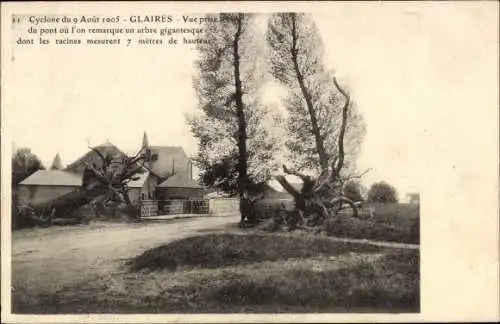 Ak Glaires Ardennes Frankreich, Cylclone du 9 Auot 1905, Sturmschäden, umgestürzte Bäume