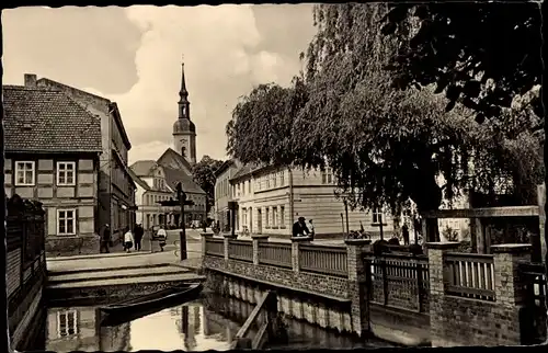 Ak Lübbenau im Spreewald, Wasserpartie am Mühleneck