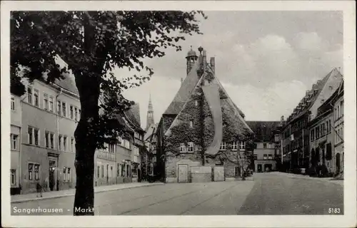 Ak Sangerhausen am Südharz, Markt, Kirchenspitzen, Häuserreihen