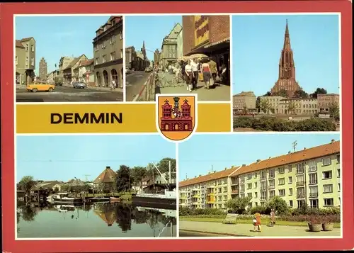 Ak Demmin in Vorpommern, Markt, Bartholomäuskirche, am Hafen, Kaufhaus Magnet, Clara-Zetkin-Straße