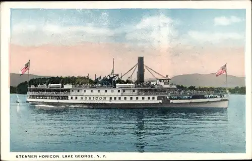 Ak Lake George New York USA, Steamer Horicon, Dampfschiff