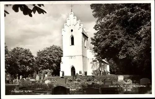 Ak Frillestad Schweden, Kyrke, Kirche, Friedhof