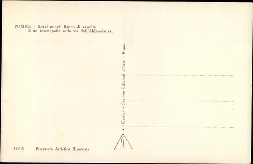 Ak Pompei Campania, scavi nuovi, Banco di vendita di un terenopolio sulla via dell'Abbondanza