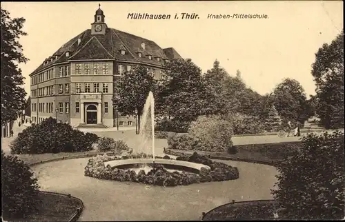 Ak Mühlhausen in Thüringen, Knabenmittelschule