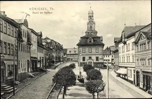 Ak Königsee in Thüringen, Blick auf eine Partie am Rathaus