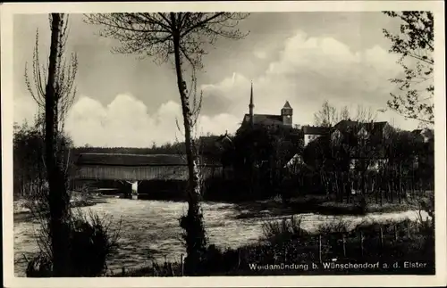 Ak Wünschendorf an der Elster, Weidamündung