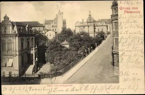 Ak Pößneck in Thüringen, Blick vom Amtsgericht