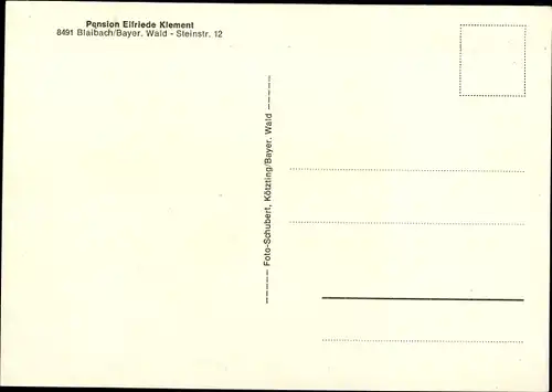 Ak Blaibach Bayern, Pension Elfriede Klement, Steinstraße 12