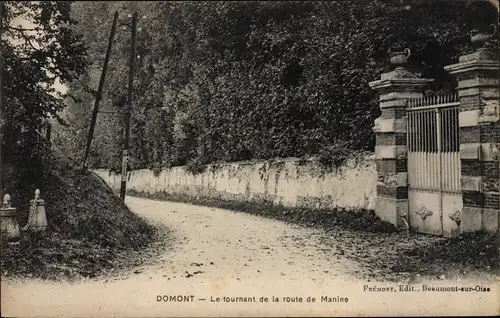 Ak Domont Val d'Oise, Le tournant de la route de Manine