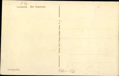 Ak Lausanne Kanton Waadt Schweiz, La Cour de la Caserne, Kaserne