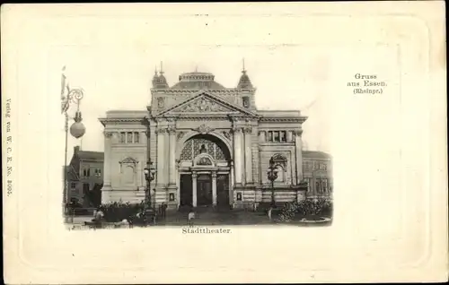 Präge Passepartout Ak Essen im Ruhrgebiet, Stadttheater