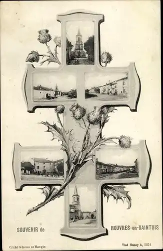 Ak Rouvres en Xaintois Vosges, Souvenir, Pflanze, Distel