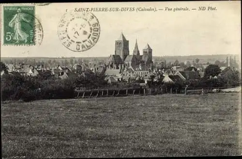 Ak Saint-Pierre-sur-Dives Calvados, Vue générale