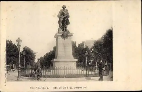 Ak Neuilly sur Seine Hauts de Seine, Statue de J. R. Perronet
