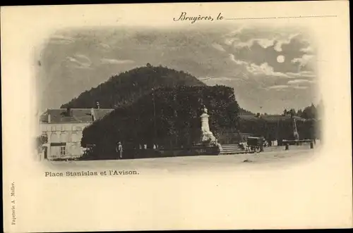 Mondschein Passepartout Ak Bruyères Vosges, Place Stanislas et l´Avison