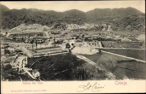 Ak Цетиње Cetinje Montenegro, Veduta dal Vest, Blick auf den Ort