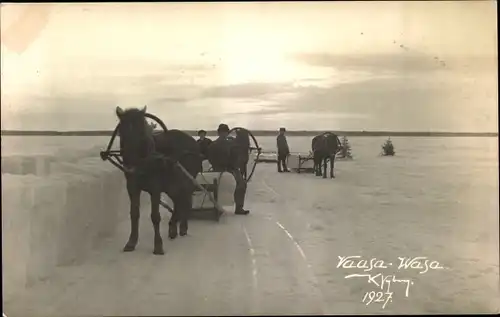 Foto Vaasa Wasa Finnland, Schlittengespanne im Winter 1927