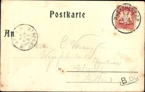 Litho München Bayern, Hofbräuhaus, Innenansicht