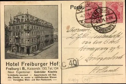 Ak Freiburg im Breisgau Baden Württemberg, Hotel Freiburger Hof, Kaiserstraße 130