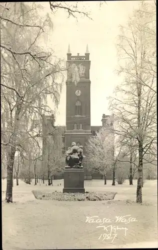 Foto Vaasa Wasa Finnland, Teilansicht der Stadt im Winter, Denkmal, 1927